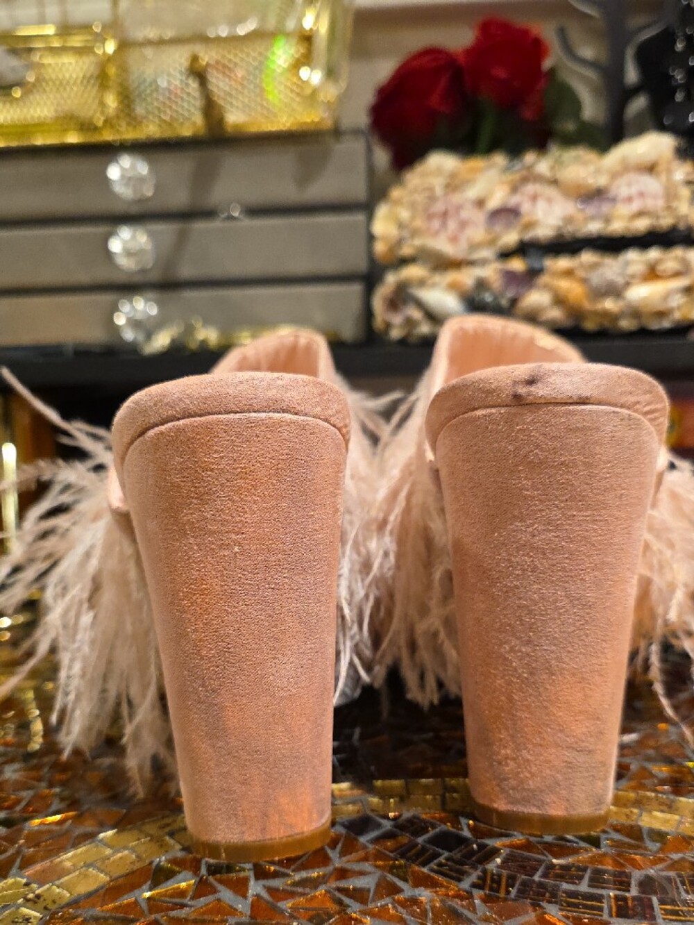 Pink Feather Slide Mules - Picture 4 of 7